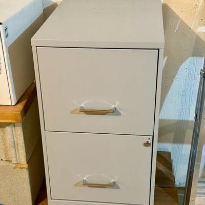 Metal File Cabinet On Wheels — with Key