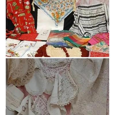 Very Vintage  1940's +1950's Crotched Linens + Kitchen