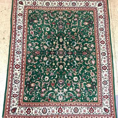 Large Green Floral Persian-Style Area Rug