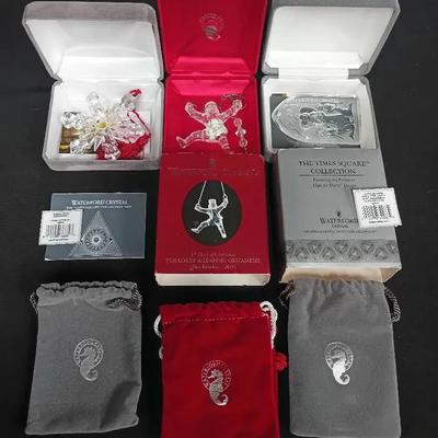 3pc Waterford Crystal Christmas Ornament Collection