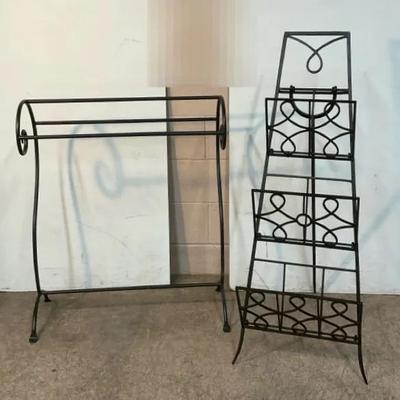 Vintage Wrought Iron Magazine Rack And Quilt Rack
