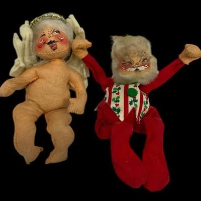 Lot of 2 Vintage Annalee Mobilitee Dolls – 1961 Angel & 1963 Santa Claus