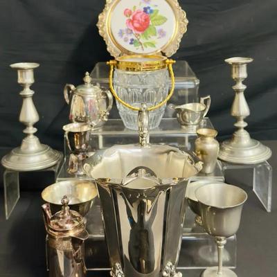 Giant Silver tone Serving Ware & Utensil Collection 