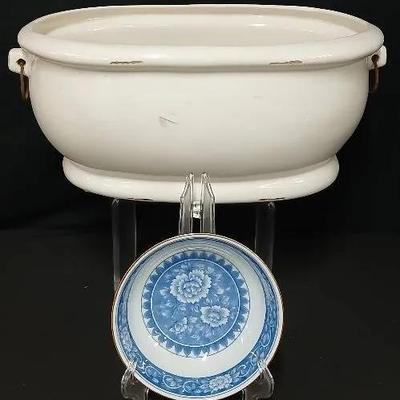 8" Collectible Tiffany Bowl & 20" Oval Italian Planter