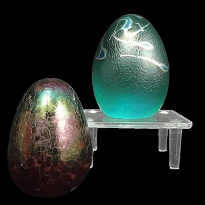 Handmade Art Glass Egg Pair – Robert Held & Iridescent Studio Glass