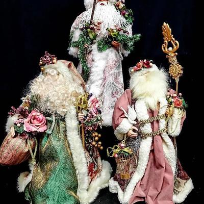 Set of 3 Vintage Victorian-Style Santa Tree Toppers