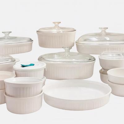 Huge Vintage Corning Ware French White & Grab-It 16-Piece Collection with Lids