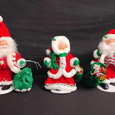 Trio of Annalee Holiday Figures:  Mr. & Mrs. Candy Christmas