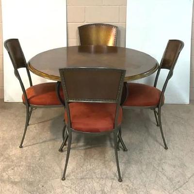 Artistica Dining Table w/Embossed Copper Finished Chairs
