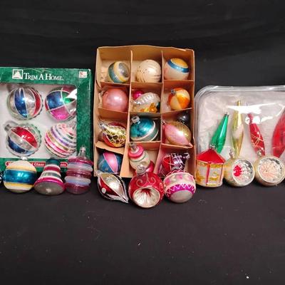 Vintage Mercury & Blown Glass Christmas Ornaments Lot – Mixed Styles & Colors
