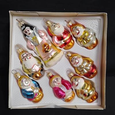Vintage Blown Glass Snow White and the Seven Dwarves Ornaments