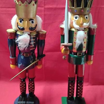 Lot of 2 Wooden Nutcracker Soldiers – King Style – 25" Tall