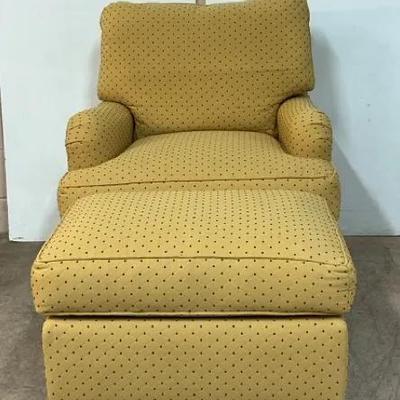 Gold Accent Chair W/ Ottoman 