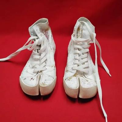 Maison Margiela Leather Tabi Sneakers White And Gold 