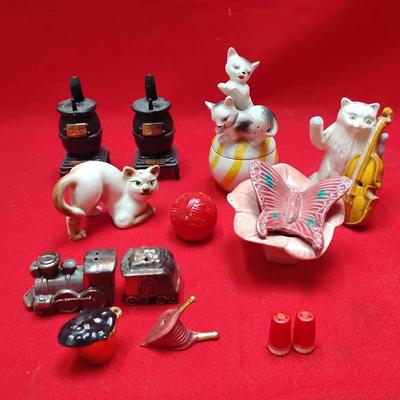 Vintage Miniature Salt & Pepper Shakers + Figurines Lot – Mixed Styles