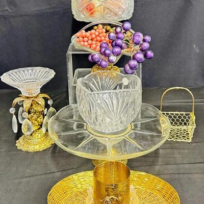 Hollywood Regency Crystal Fruit Bowls + More! 