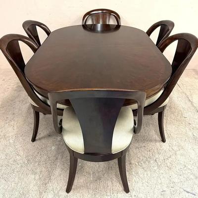 Bernhardt Contemporary Dark Wood Dining Table Set 