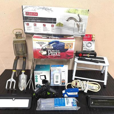 Mixed Household & Tools Lot – Faucet, Antique Lantern, Garden Tools, Vac & More