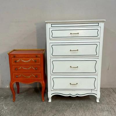 French Provincial Style Chest And End Table 