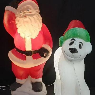 Vintage Blow Mold 40" Santa and 28" Polar Bear