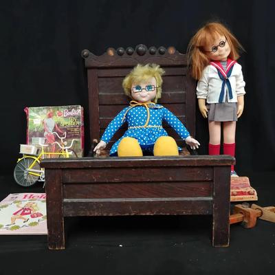 Vintage Doll Furniture & Toy Assortment – Dolls, Barbie Ten Speeder, Wooden Truck & More