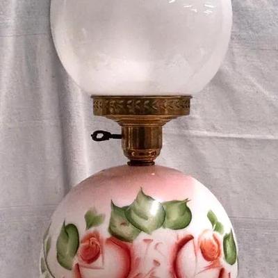 Vintage Hand-Painted Glass Globe Table Lamp