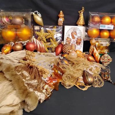 Elegant Gold & Bronze Christmas Decor Lot