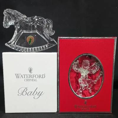 Waterford Crystal Ornaments – 2004 Angel & Engravable Rocking Horse