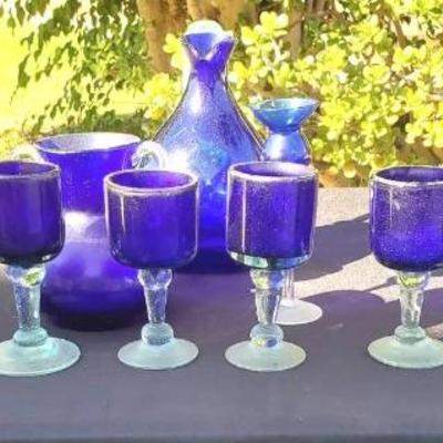 St1109 cobalt blue glassware