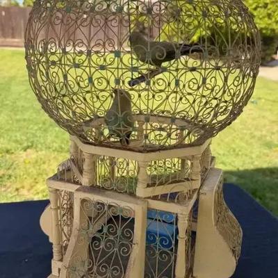 St1044 antique victorian hot air balloon wire birdcage