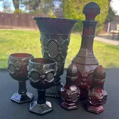 St1025 avon ruby red cape cod glass collection