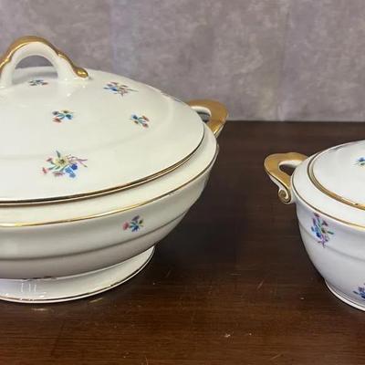Chastagner Porcelain Lidded Serving Bowl Pair
