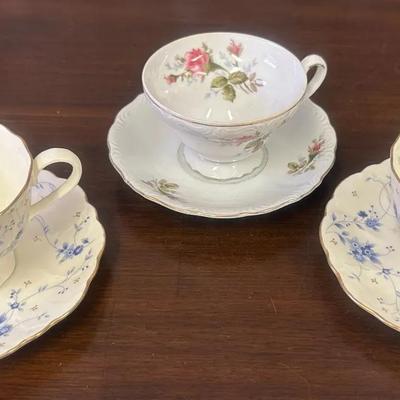 Japanese Bone China 3 Tea Cup And Matching Saucer Set 