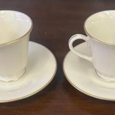 Vintage Lenox Hayworth Two Tea Cup & Two Saucer Set