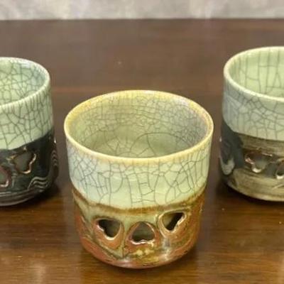Vintage Otagiri Somayaki Double Wall Ceramic Tea Cup Set