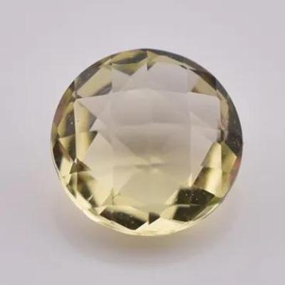 1.5 Carat Natural Round Checkerboard Lemon Quartz - Likely Unheated