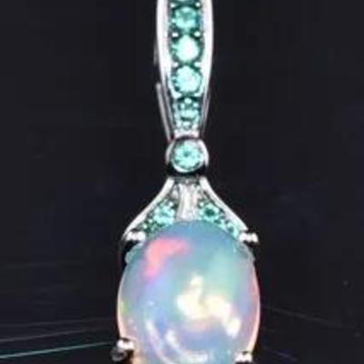 Oval Fire Opal Cabochon Natural Unheated Sterling Silver Pendant