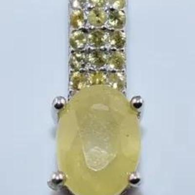 Oval Yellow Sapphire Natural Sterling Silver Pendant