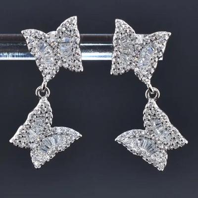 Sterling Silver Butterfly Dangle Earrings
