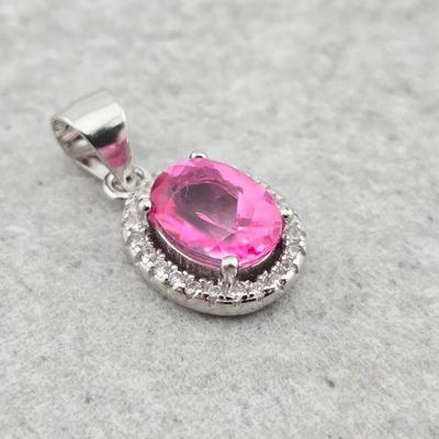 1.6ct Natural Oval Pink Topaz Sterling Silver Pendant 