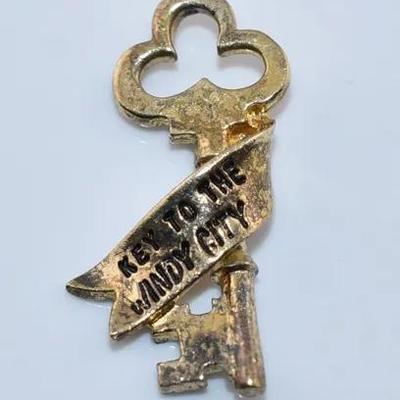 “Key To The Windy City “ Sterling Silver Gold Vermeil Pendant