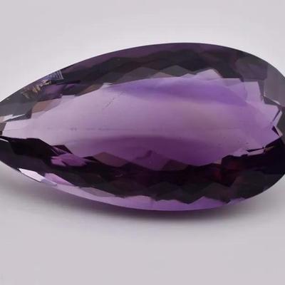 37.3 Carat Natural Unheated Elongated Pear Arrowhead Amethyst