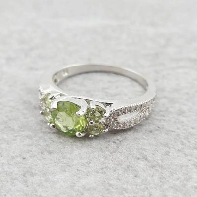 1.1ctw Unheated Natural Peridot Sterling Silver Ring 
