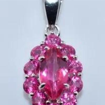 Marquis Pink Topaz Sterling Silver Pendant - VVS to IF