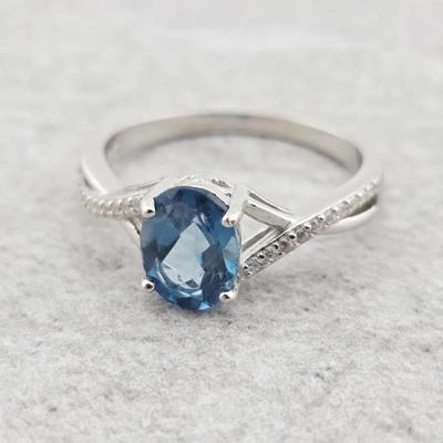 1.6ct Natural London Blue Topaz Sterling Silver Ring 