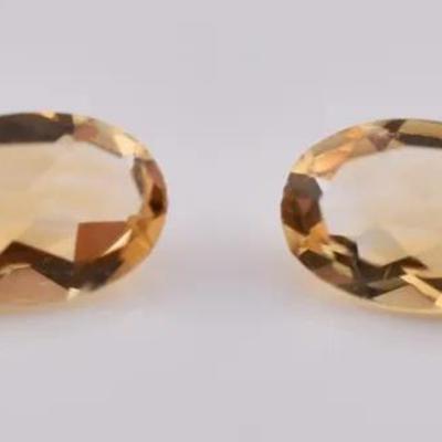 0.7 TCW Natural Unheated Oval Citrine Pair - VVS to IF