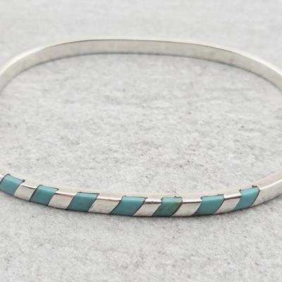 Vtg Sterling Silver Turquoise Cuff Bracelet 