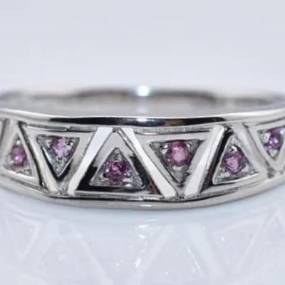 Rhodolite Garnet Natural Unheated Geometric Sterling Silver Ring - VVS to IF
