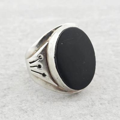 Sterling Silver Men's Onyx Southwestern Ring
