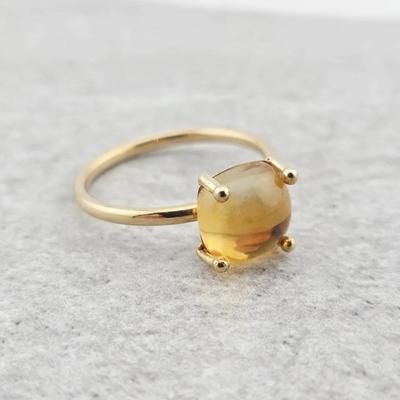 14k Gold Citrine Cabochon Ring